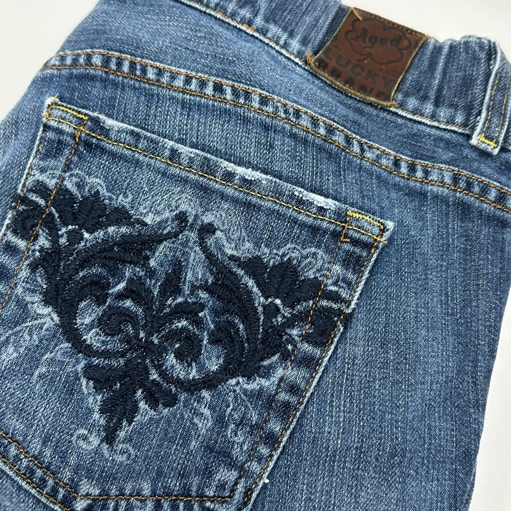 Lucky Brand Aged Jeans Lil Maggie Maternity Stretch Sz M Distressed T9